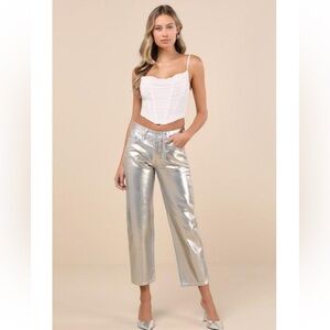 NWT Levi’s Blue 501 '90S Ankle Metallic Bronze Coated Straight Leg Jeans